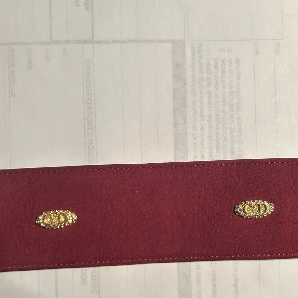 Vintage Christian Dior Burgundy Leather/Suede Belt(Size 70)
